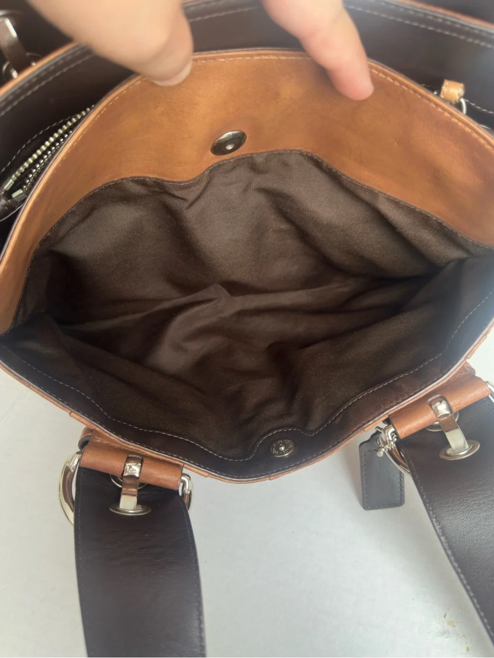Coach Legacy Leather Tote Bag Tan Cognac Shoulder Handbag F12303
